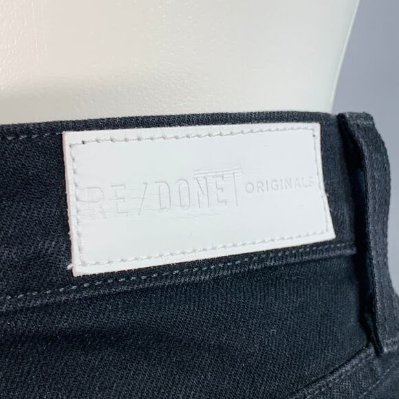 RE/DONE Size 28 Black Cotton Blend Distressed High Waisted Jeans - Picture 3 of 7